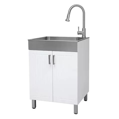 westinghouse utility cabinet with stainless steel sink and faucet|Transform 28 in. Laundry Cabinet with Stainless Steel .